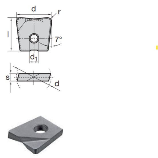 Show details for LMT Fette WPB 0625-CF-4 LC240T Milling Insert Back Draft Picture of LMT Fette WPB 0625-CF-4 LC240T Milling Insert Back Draft